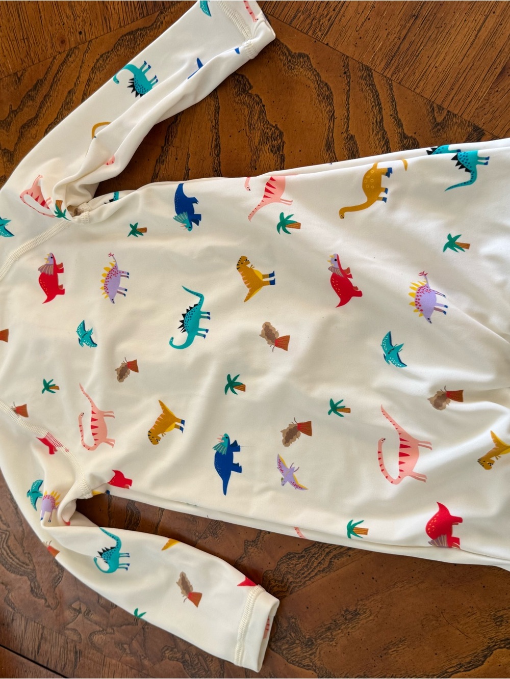 Quince White Kids One-Piece Swimsuit with Multicolor Dino Print - Picture 6 of 6